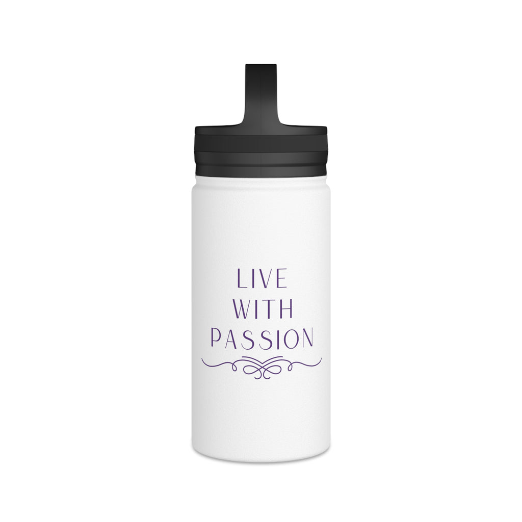 Insulated Stainless Steel Water Bottle with Handle Lid – Beach Calm Design