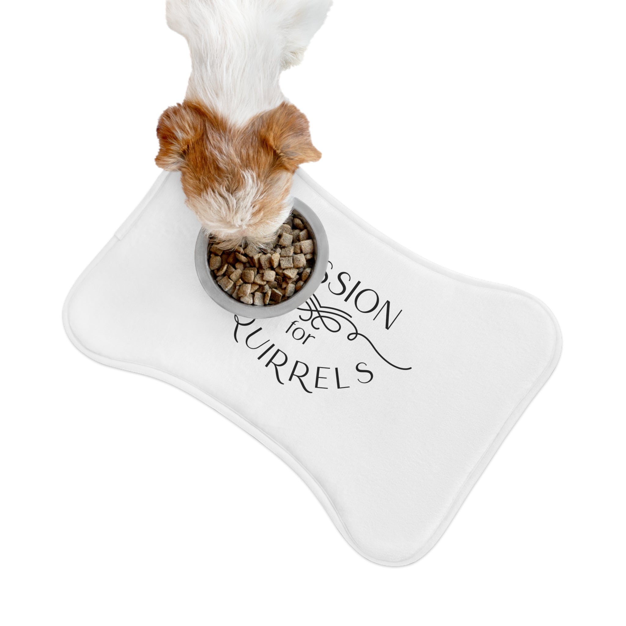 Pet Feeding Mat - "Passion for Squirrels" Decorative Bowl Mat for Dogs & Cats