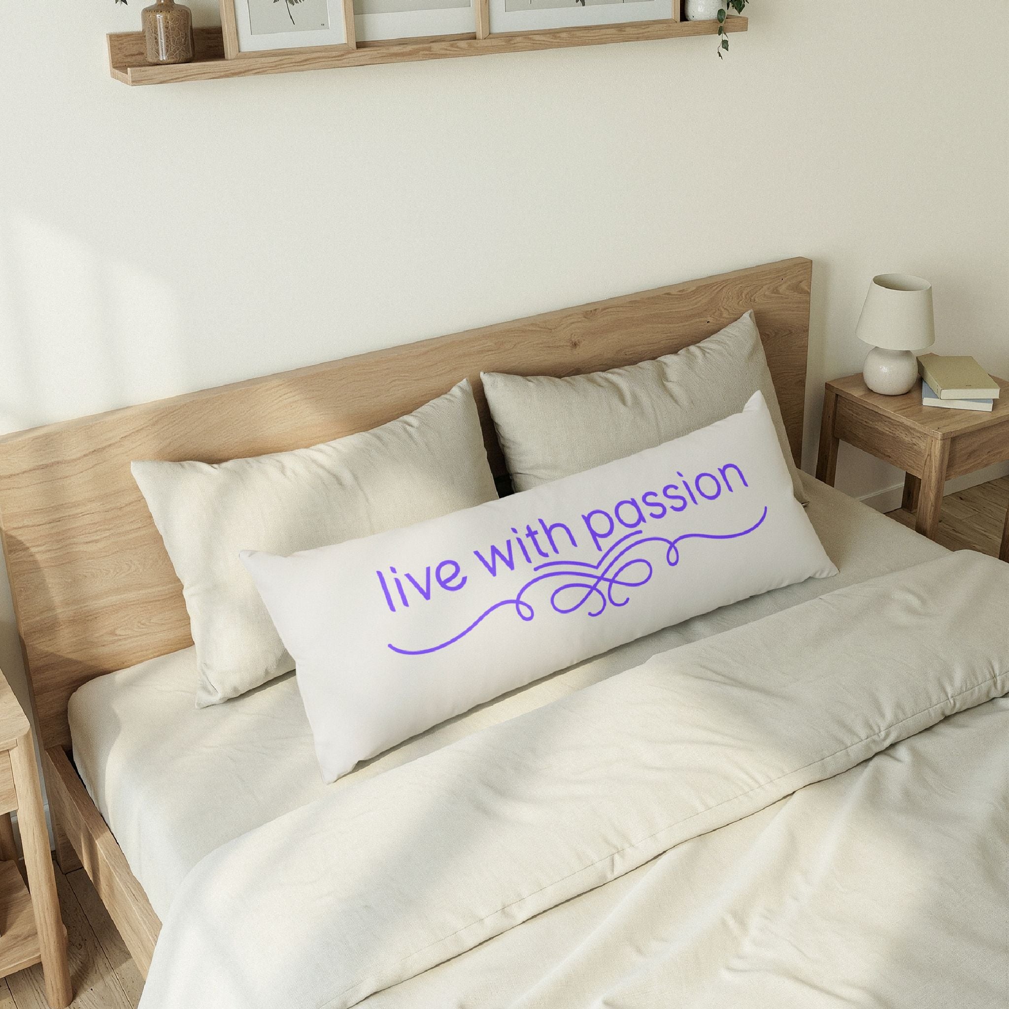 Live With Passion Body Pillow — Inspirational Decorative Bolster for Bedroom & Living Room