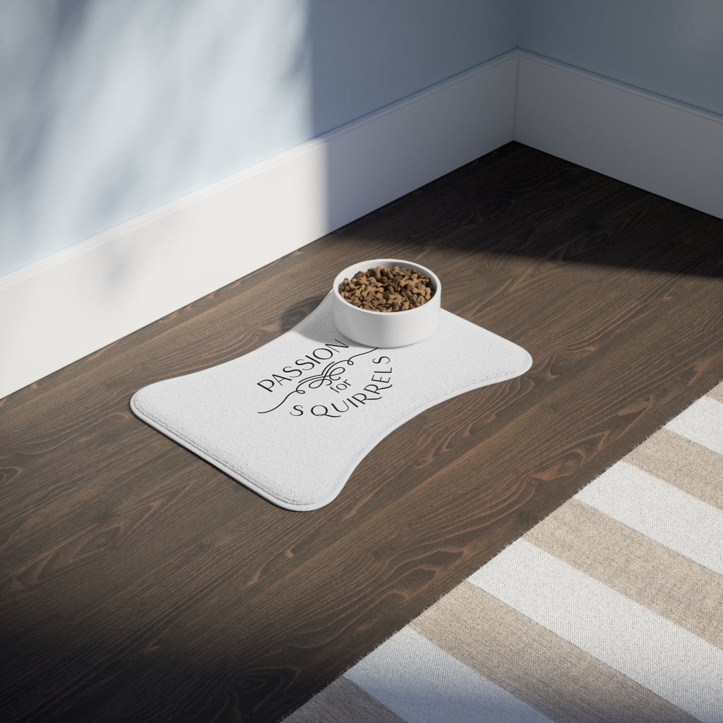 Pet Feeding Mat - "Passion for Squirrels" Decorative Bowl Mat for Dogs & Cats