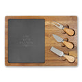 Engraved Acacia Charcuterie Board with Slate Insert & 3-Piece Cheese Knife Set – "Live With Passion"