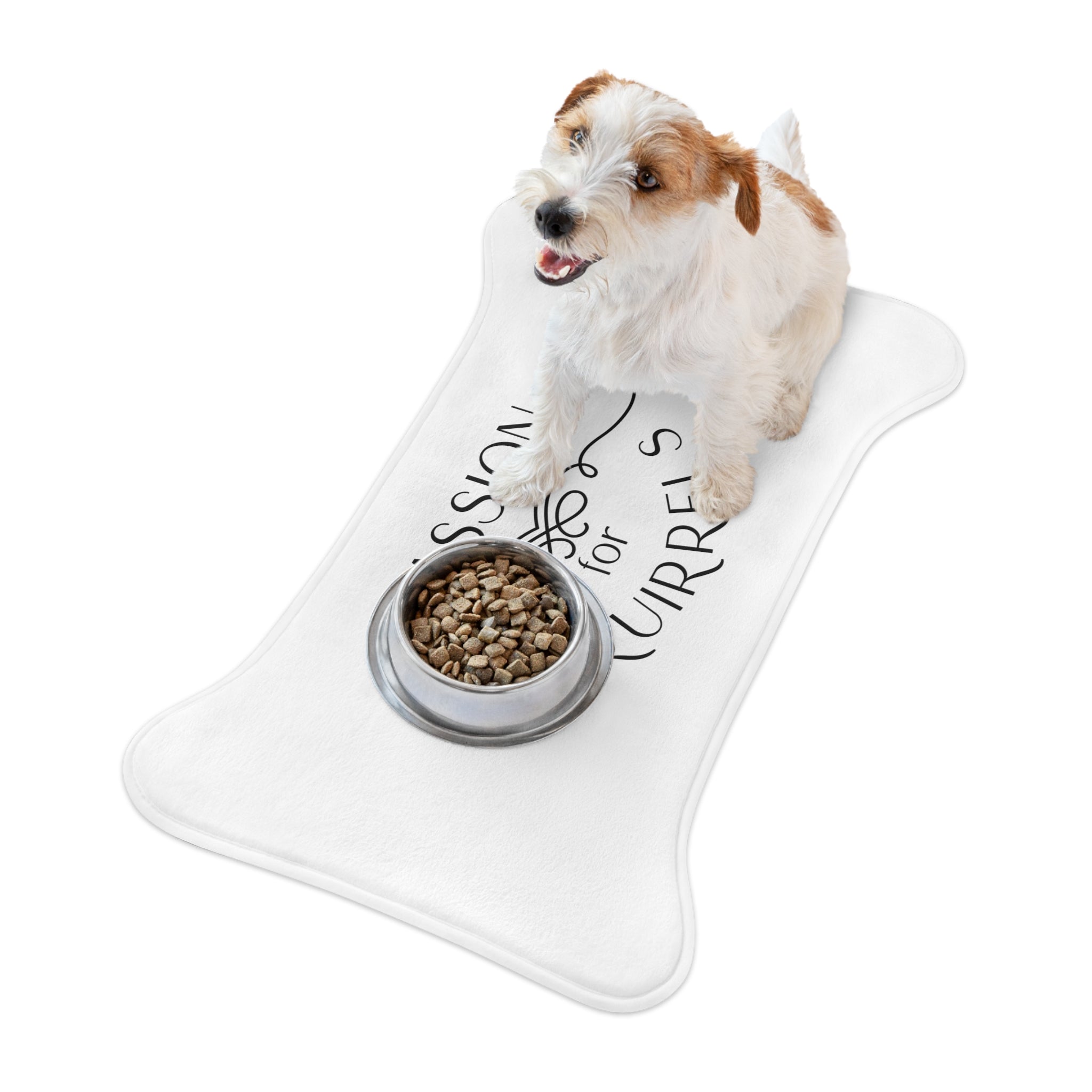 Pet Feeding Mat - "Passion for Squirrels" Decorative Bowl Mat for Dogs & Cats