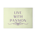 Glass Cutting Board – "Live With Passion" Mint & Purple Inspirational Kitchen Decor
