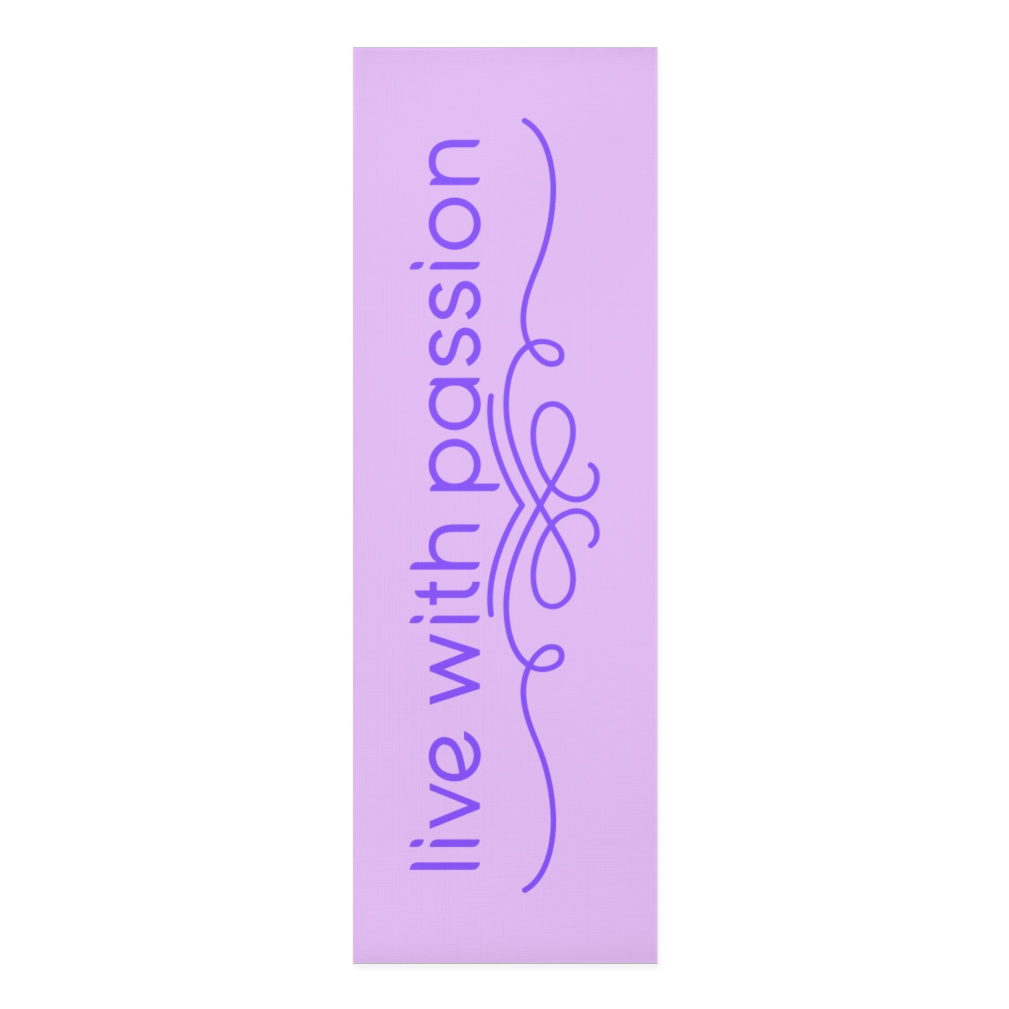 Yoga Mat — "Live With Passion" Inspirational Foam Mat (Purple Script)