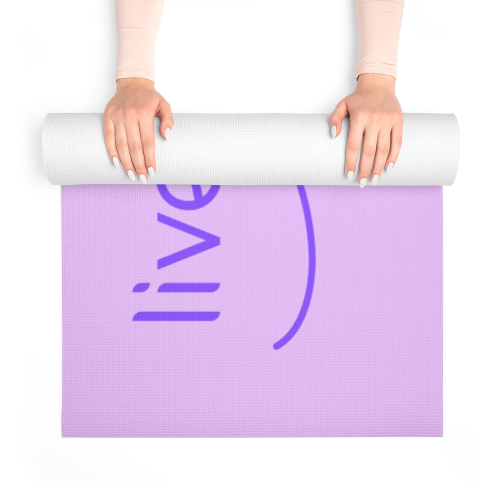 Yoga Mat — "Live With Passion" Inspirational Foam Mat (Purple Script)