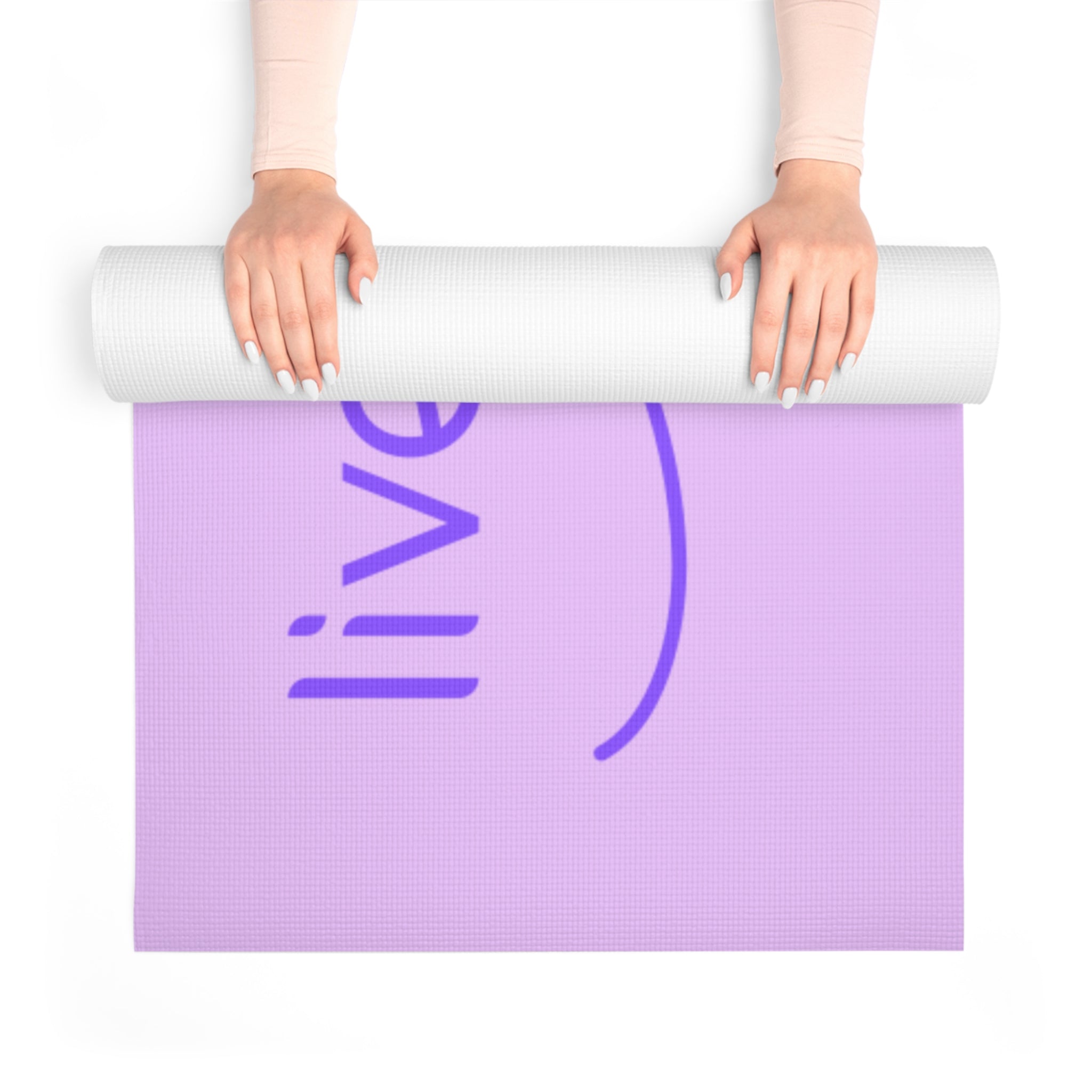 Yoga Mat — "Live With Passion" Inspirational Foam Mat (Purple Script)