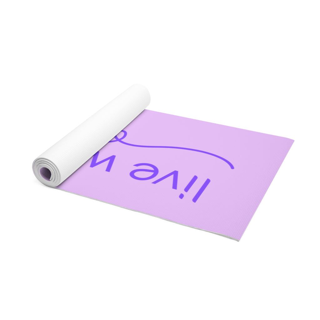 Yoga Mat — "Live With Passion" Inspirational Foam Mat (Purple Script)