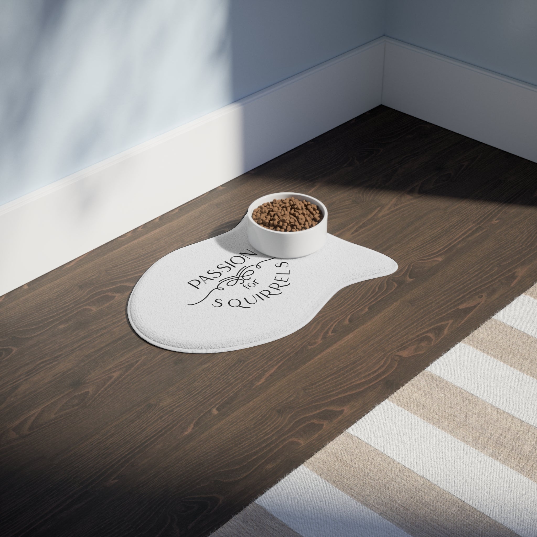 Pet Feeding Mat - "Passion for Squirrels" Decorative Bowl Mat for Dogs & Cats