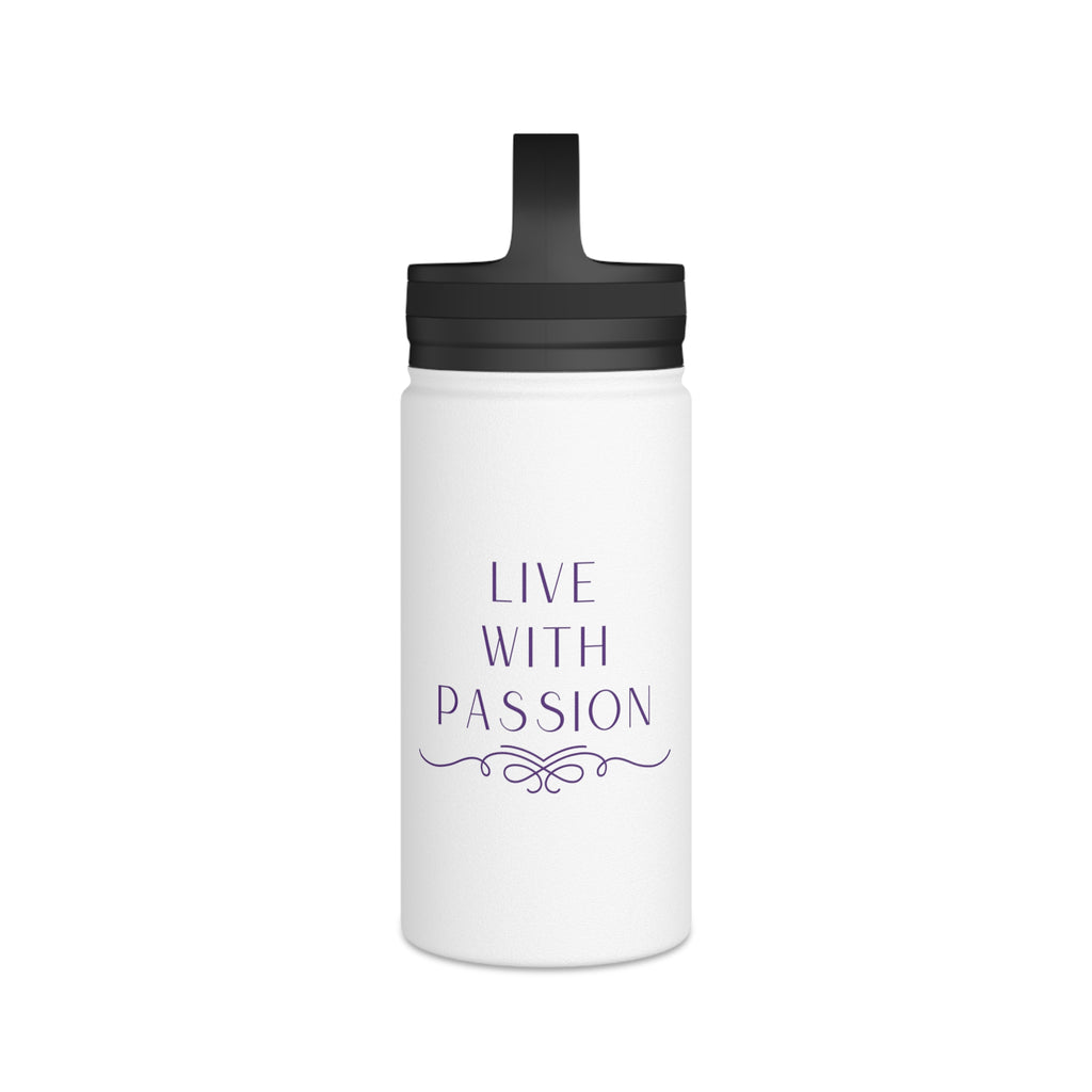 Insulated Stainless Steel Water Bottle with Handle Lid – Beach Calm Design
