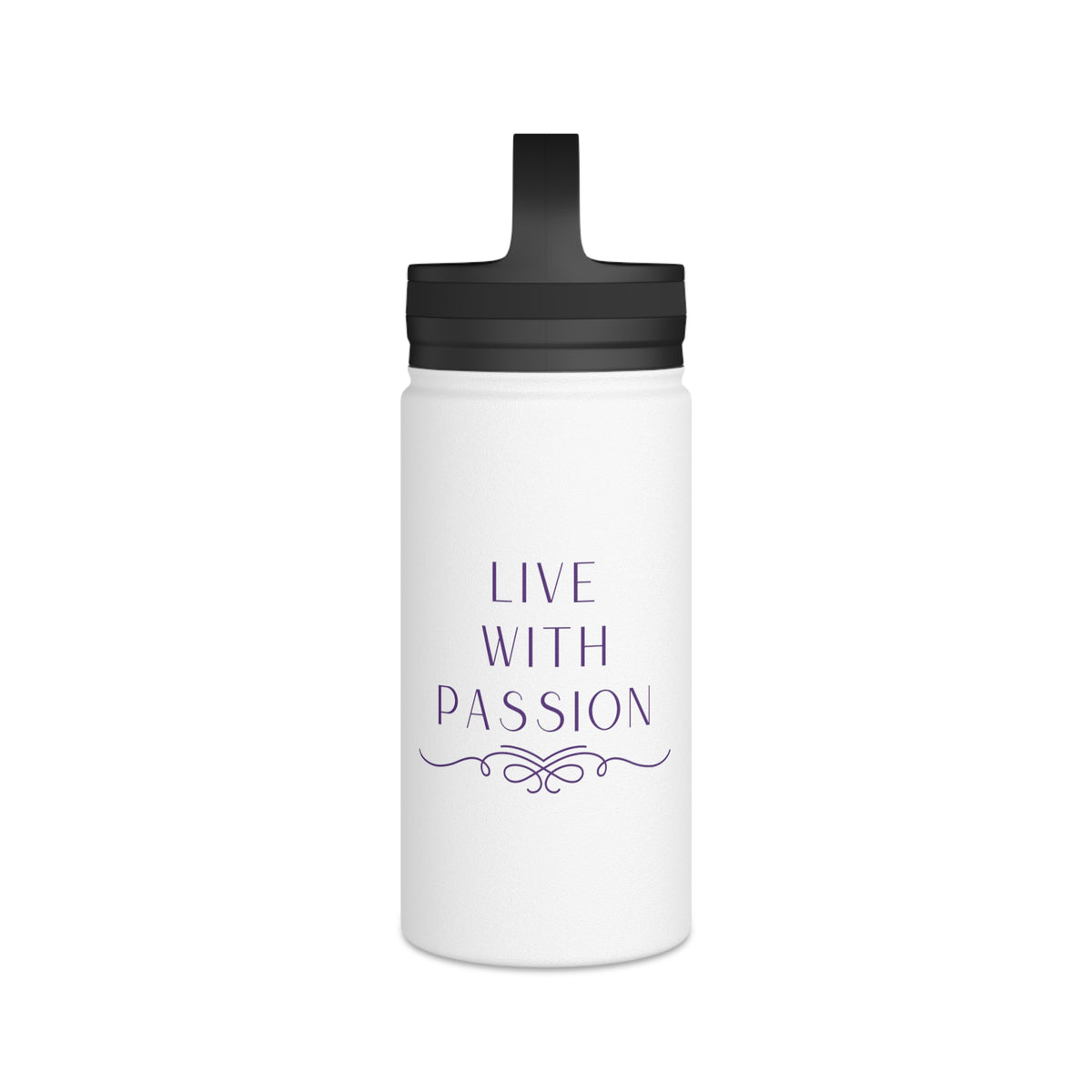 Insulated Stainless Steel Water Bottle with Handle Lid – Beach Calm Design